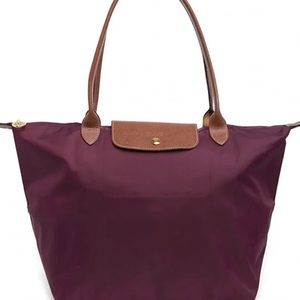 Longchamp Large Le Pliage Nylon Tote in Plum Purple